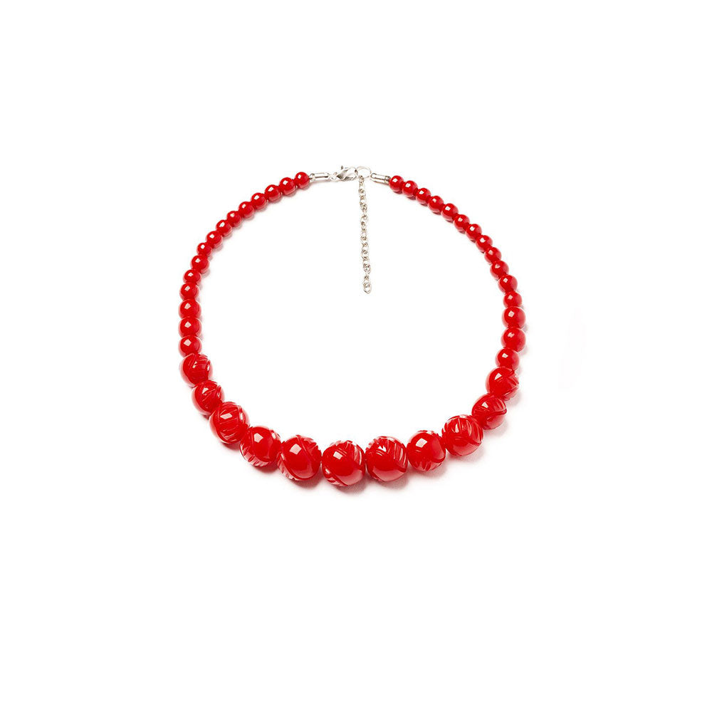 Red Heavy Carve Fakelite Bead Necklace image
