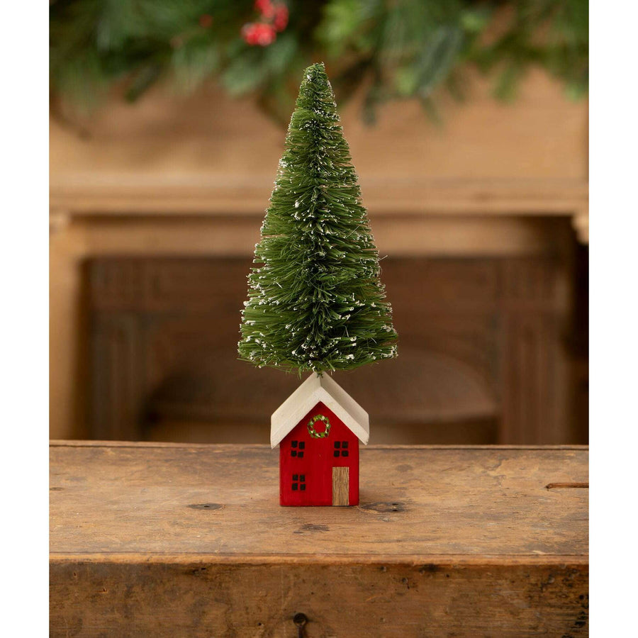 Red House Bottle Brush Tree by Bethany Lowe Designs, christmas decor