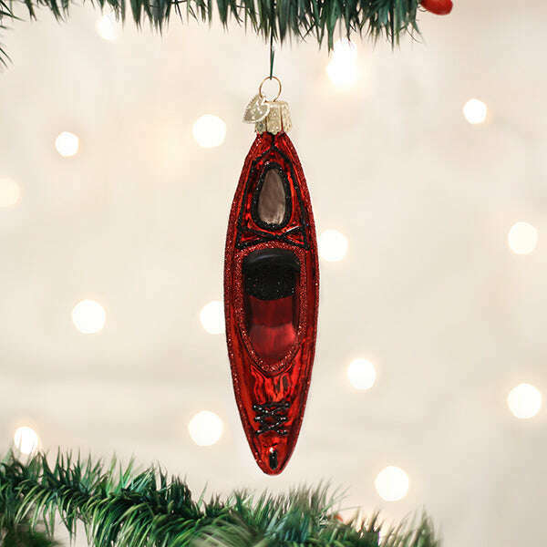 Old World Christmas Red Kayak Blown Glass Ornament