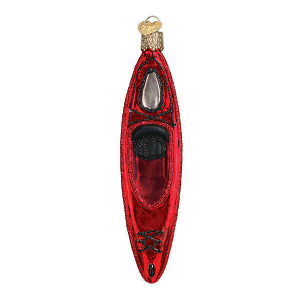 Old World Christmas Red Kayak Blown Glass Ornament