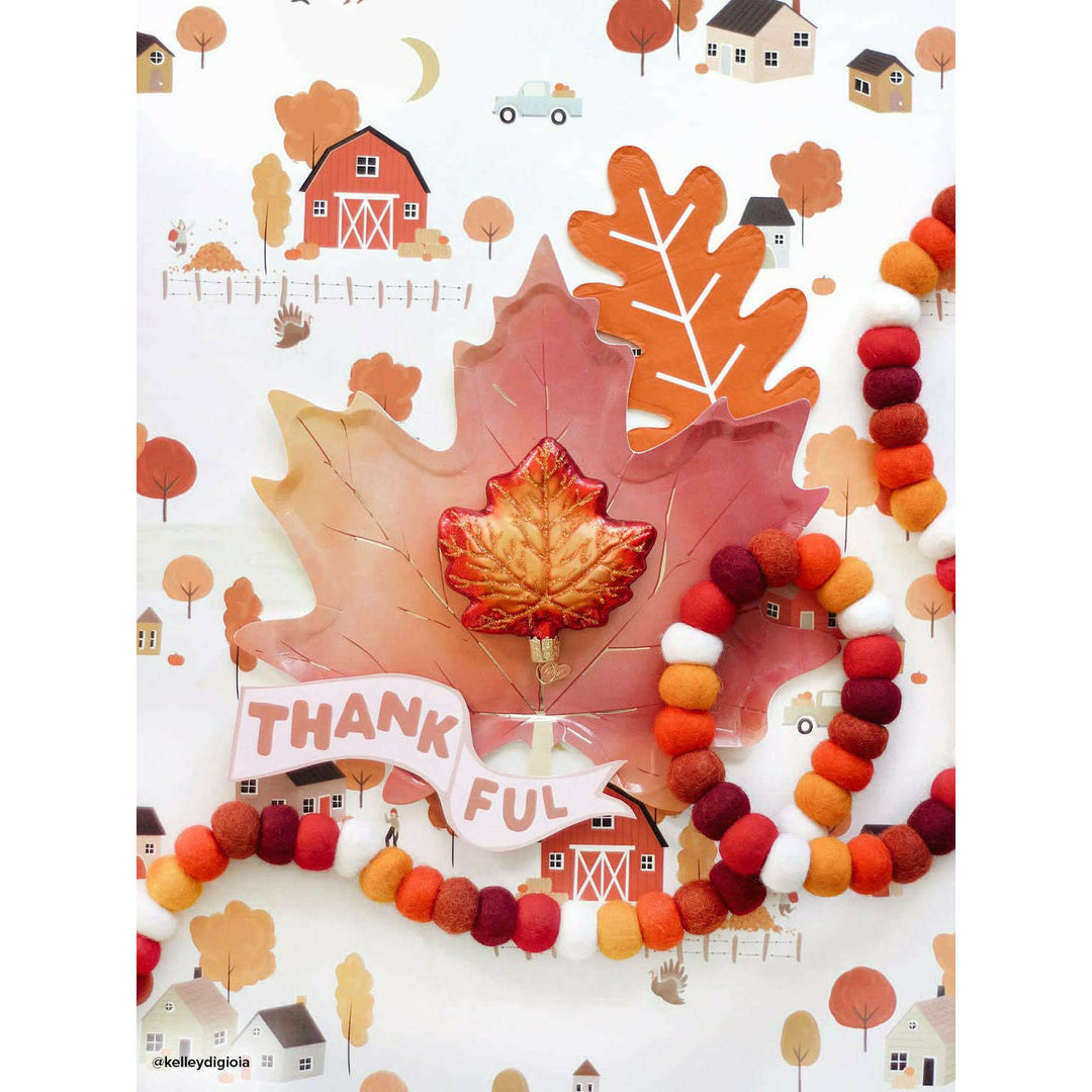 Old World Christmas Red Maple Leaf Blown Glass Ornament