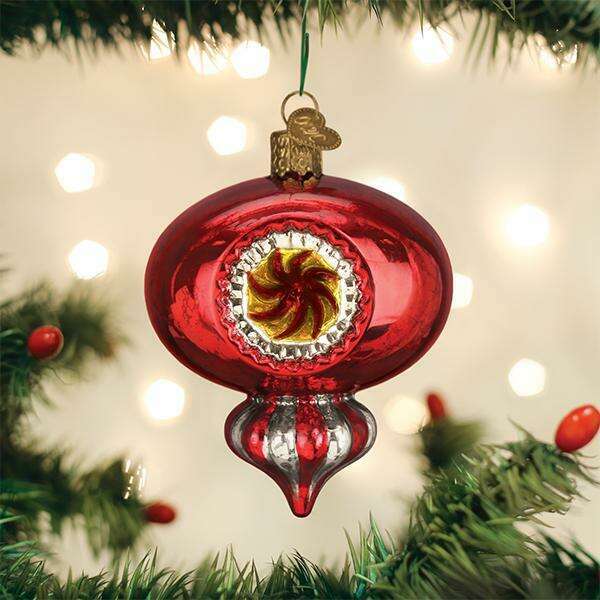 Old World Christmas Red Peppermint Reflection Blown Glass Ornament