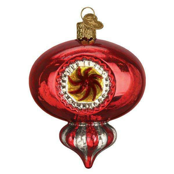 Old World Christmas Red Peppermint Reflection Blown Glass Ornament