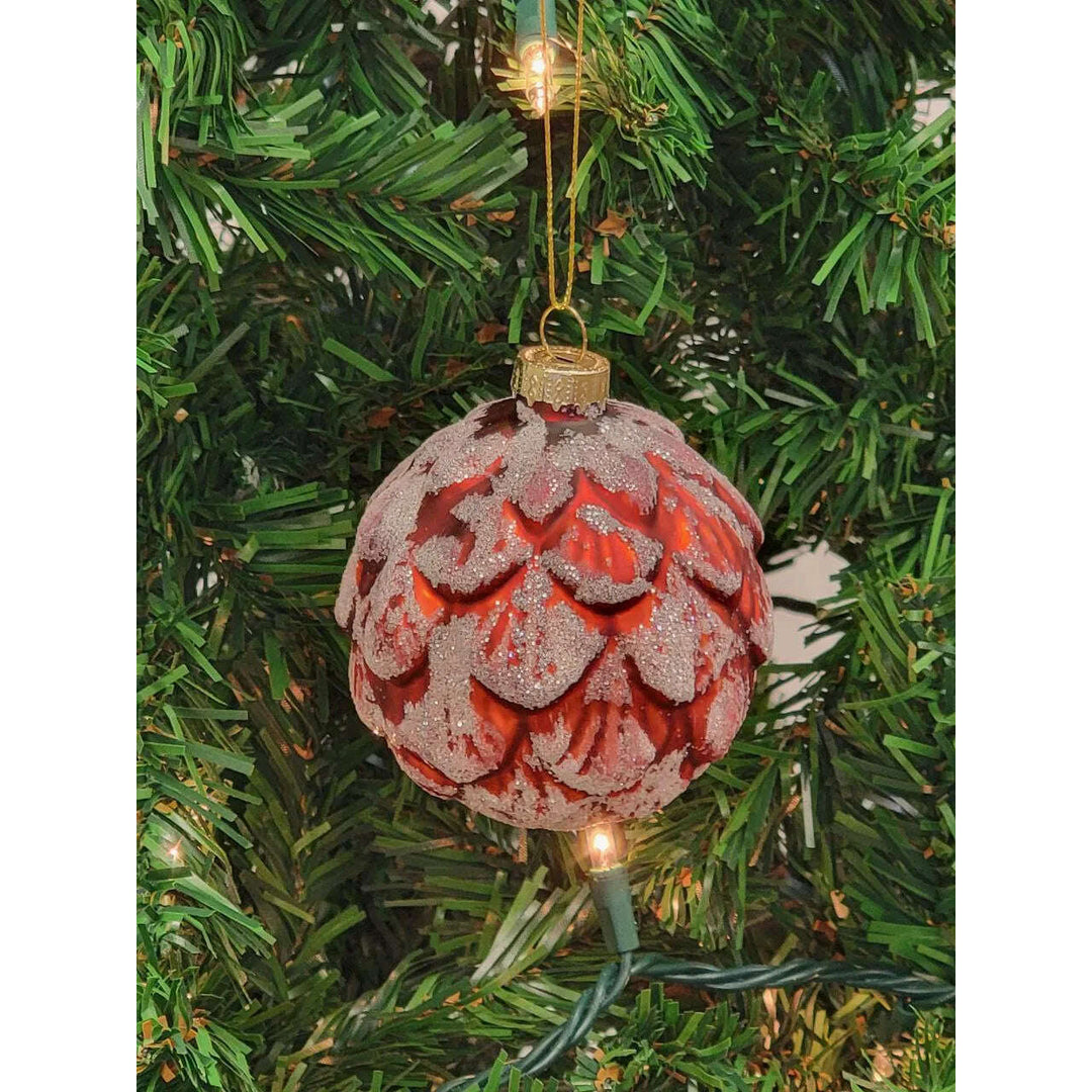 Red Pinecone-Shaped Glass Christmas Ornament F07M7-13-LH76-23148