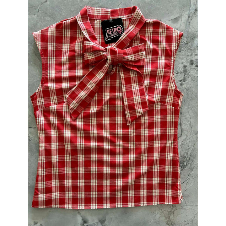 Red Plaid Bow Top