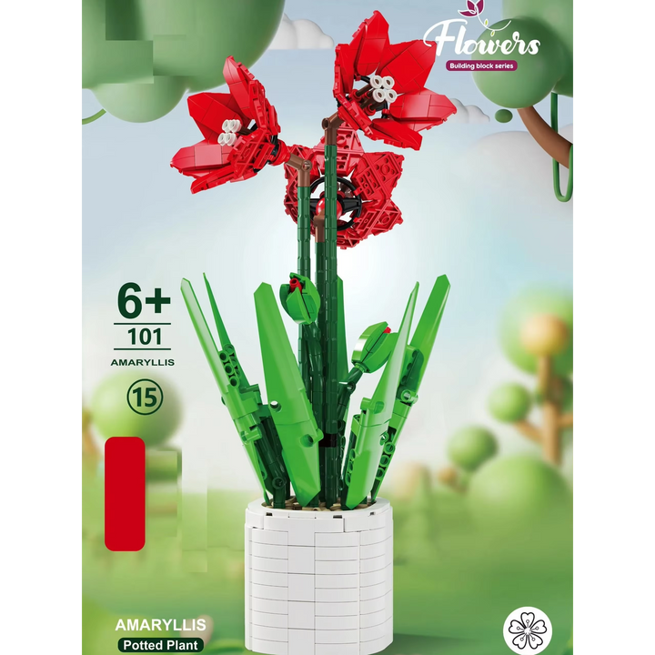 Red Poppies Building Brick Potted Flower F07M9-15(101)