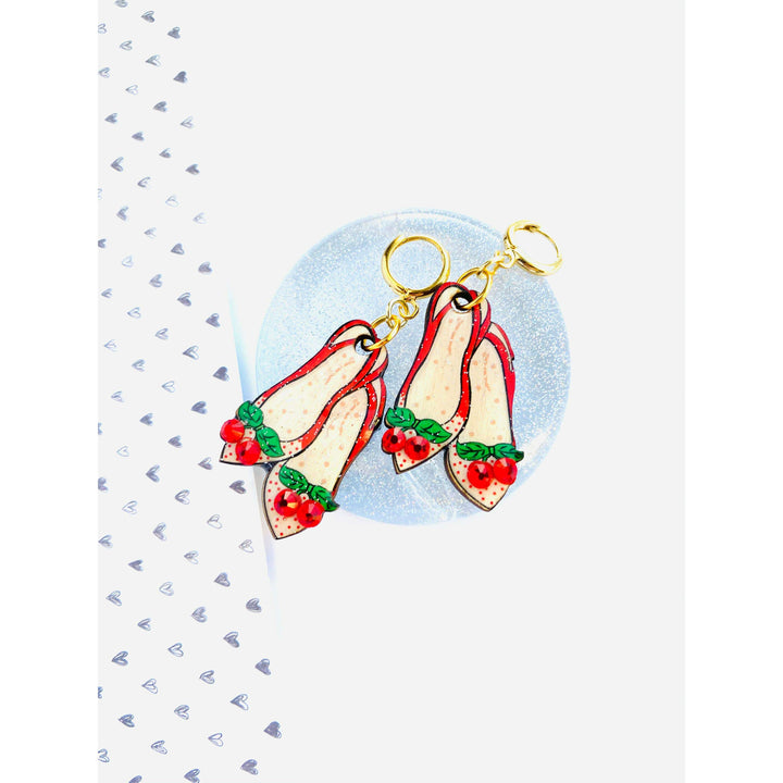 Red Ruby Cherry Shoe Earrings by Rosie Rose Parker
