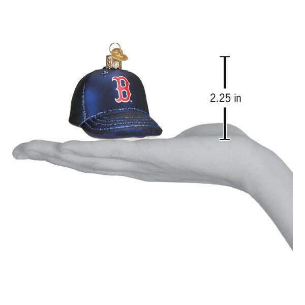 Old World Christmas Red Sox Baseball Cap Blown Glass Ornament