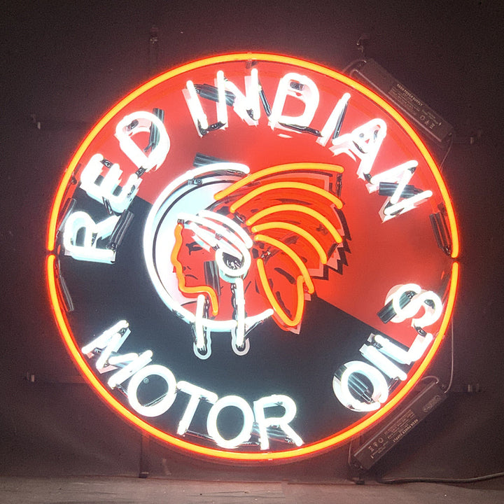 Red Indian Motor Oils Neon Sign Light