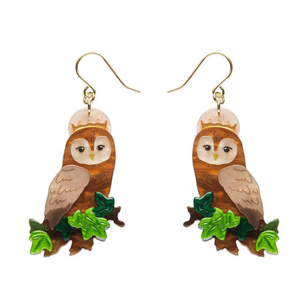 Regal Woodland Owl Drop Earrings by Erstwilder – Quirks!