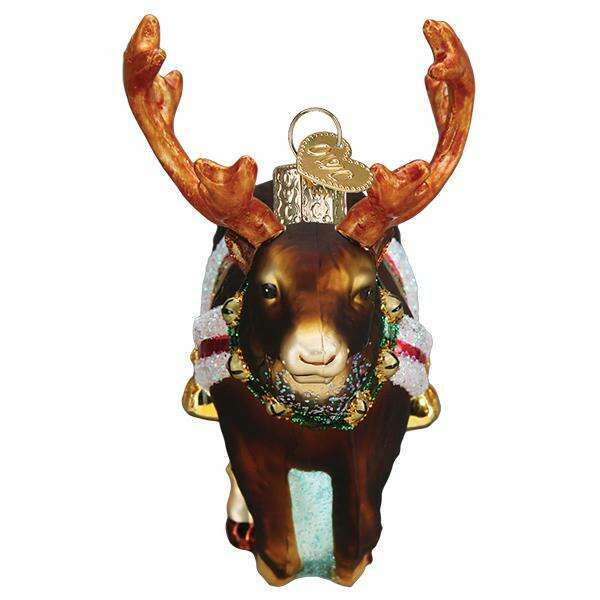 Old World Christmas Reindeer Blown Glass Ornament