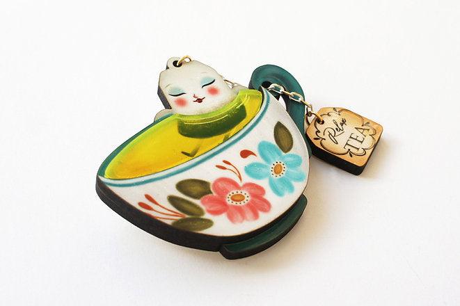 Relax Tea Brooch by LaliBlue - Quirks!