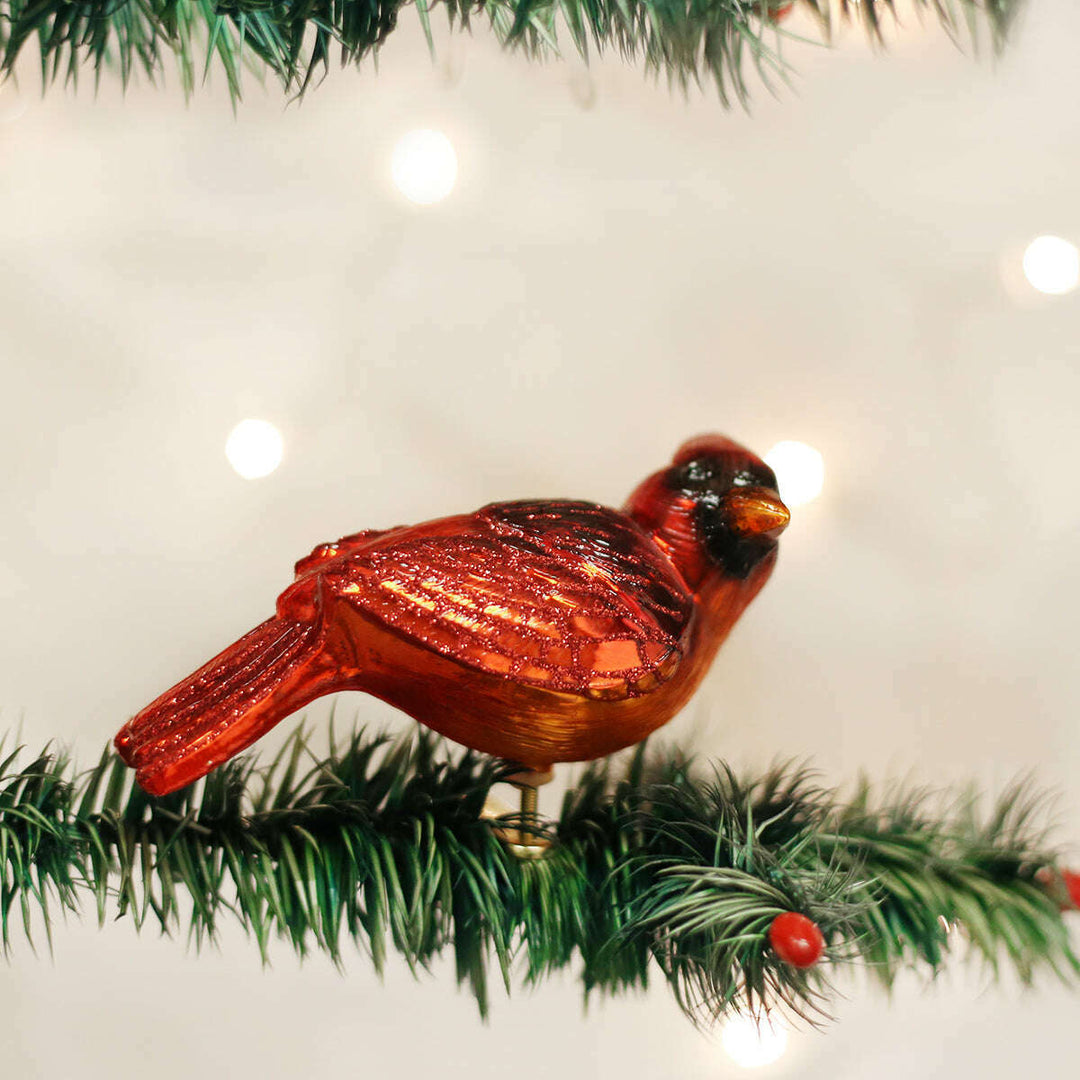 Old World Christmas Resting Cardinal Blown Glass Ornament