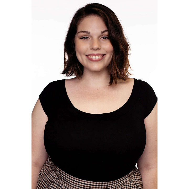 Retro Boat Neck Top in Black