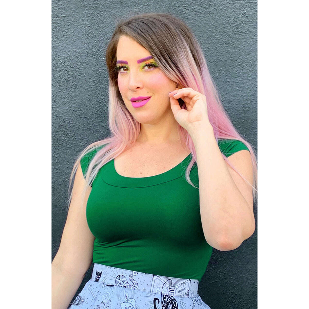 Retro Boat Neck Top in Kelly Green