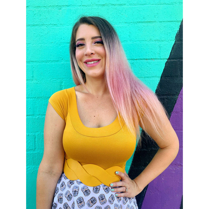 Retro Boat Neck Top in Mustard