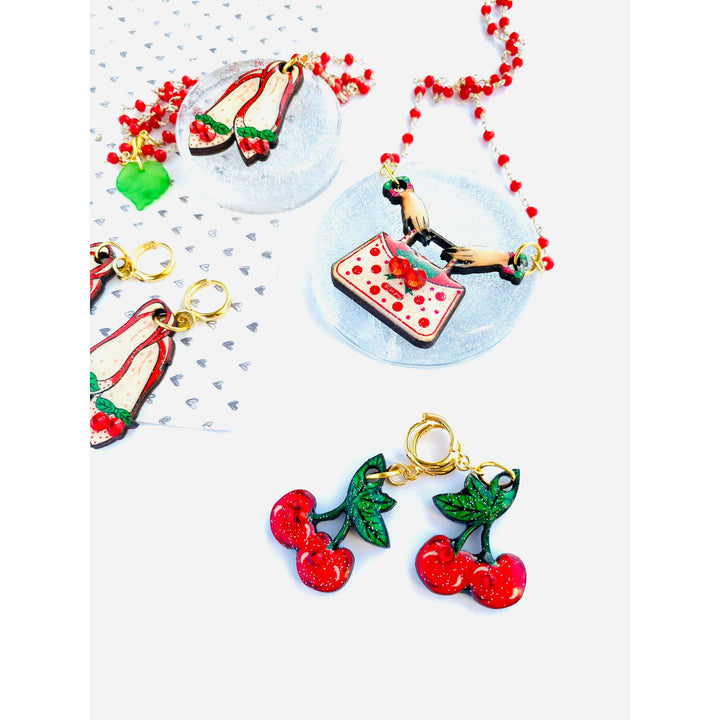 Retro Cherry Beaded Necklace by Rosie Rose Parker