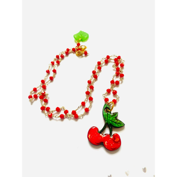 Retro Cherry Beaded Necklace by Rosie Rose Parker