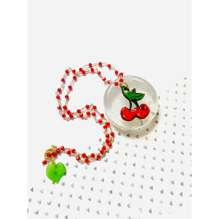 Retro Cherry Beaded Necklace by Rosie Rose Parker