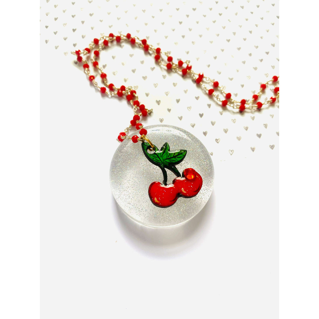 Retro Cherry Beaded Necklace by Rosie Rose Parker