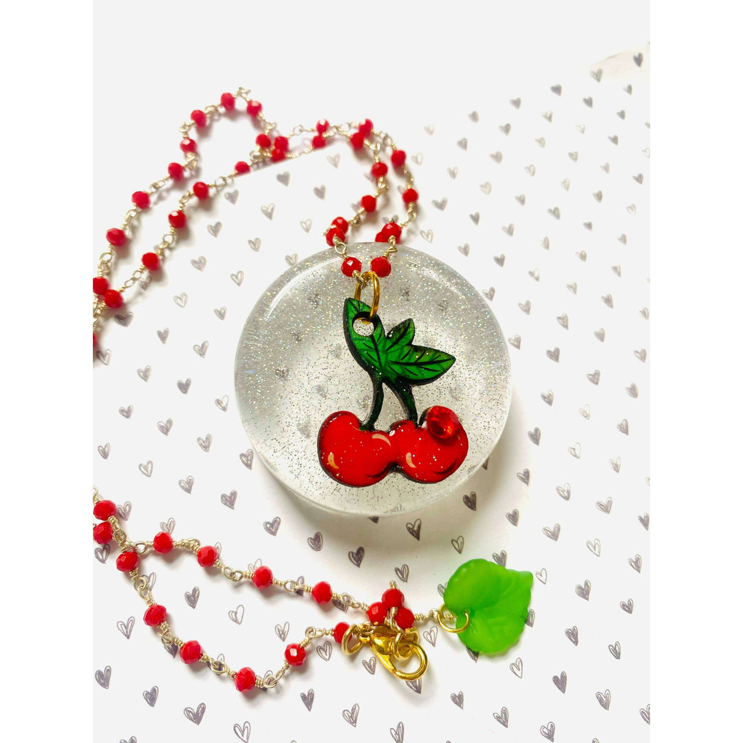 Retro Cherry Beaded Necklace by Rosie Rose Parker