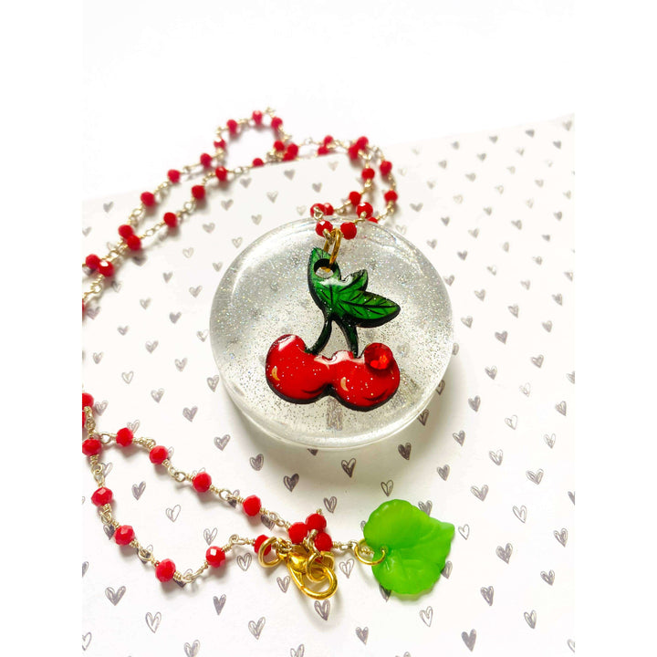 Retro Cherry Beaded Necklace by Rosie Rose Parker