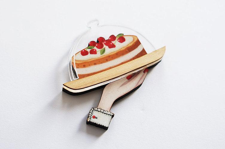 Retro Cherry Cake Brooch by Laliblue - Quirks!