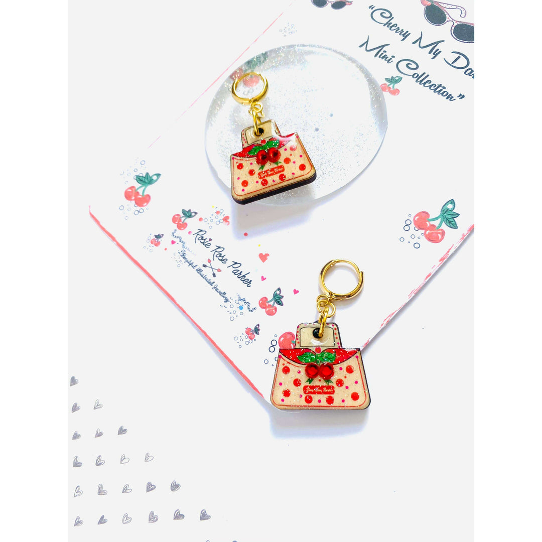 Retro Cherry Handbag Earrings by Rosie Rose Parker