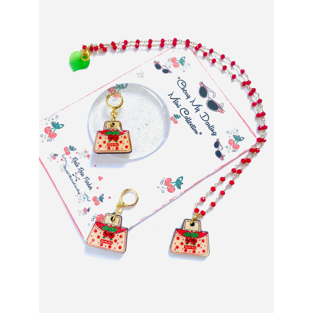Retro Cherry Handbag Earrings by Rosie Rose Parker