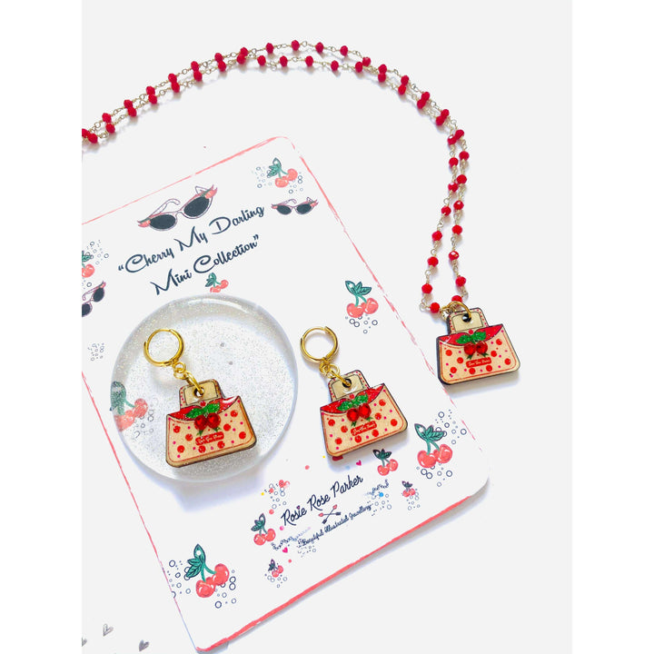 Retro Cherry Handbag Earrings by Rosie Rose Parker