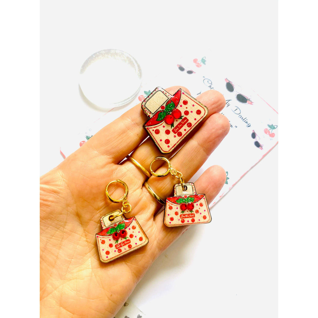 Retro Cherry Handbag Earrings by Rosie Rose Parker
