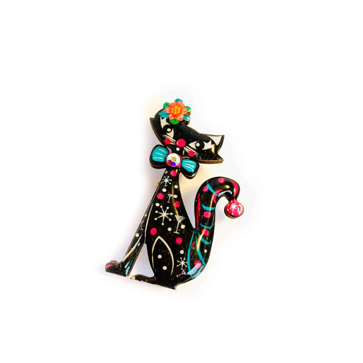 Retro Dapper Atomic Cat Brooch by Rosie Rose Parker