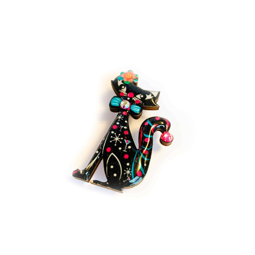 Retro Dapper Atomic Cat Brooch by Rosie Rose Parker