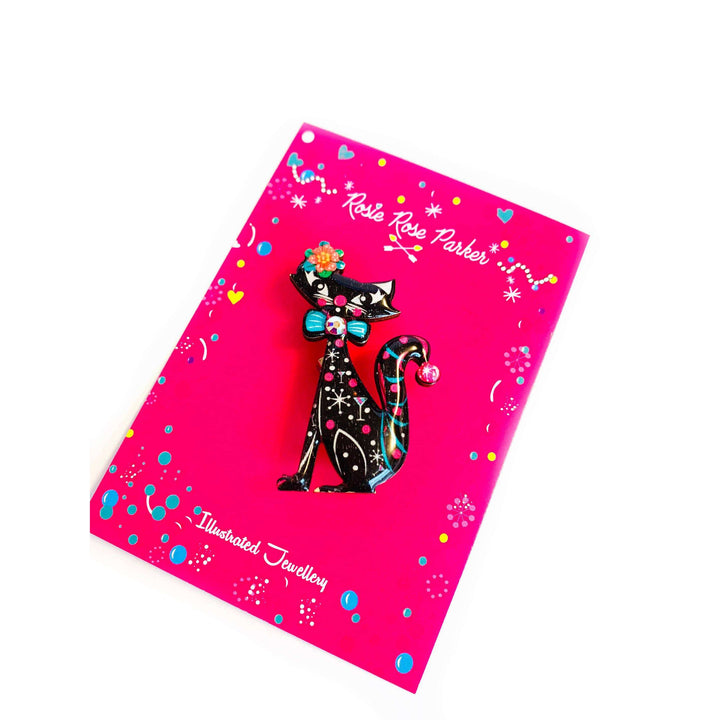 Retro Dapper Atomic Cat Brooch by Rosie Rose Parker