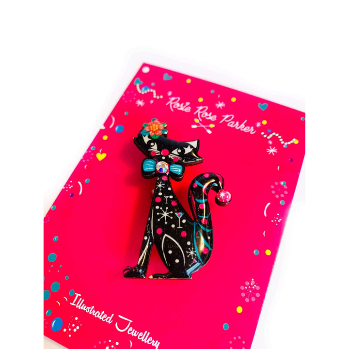 Retro Dapper Atomic Cat Brooch by Rosie Rose Parker