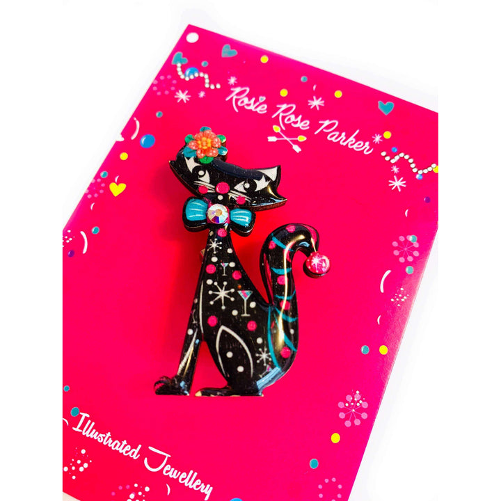 Retro Dapper Atomic Cat Brooch by Rosie Rose Parker