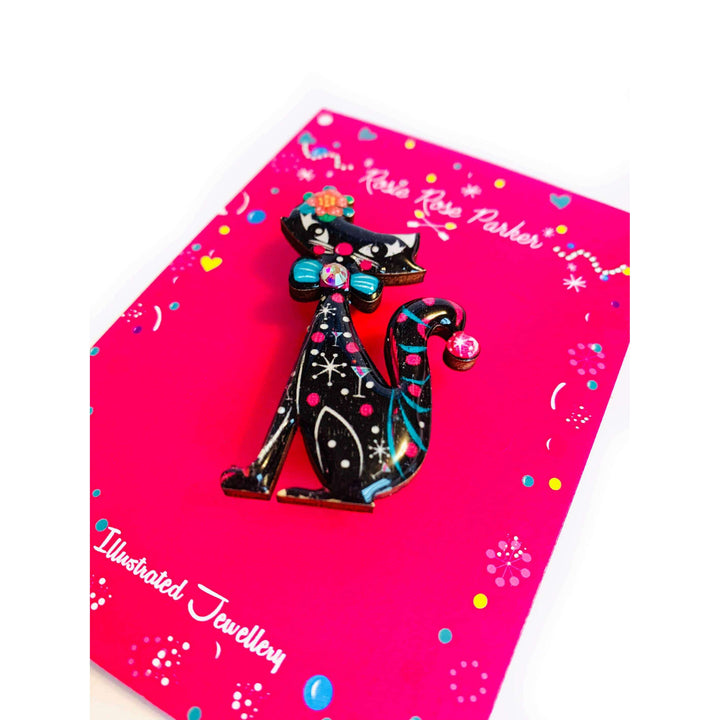 Retro Dapper Atomic Cat Brooch by Rosie Rose Parker