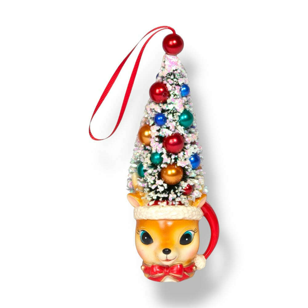 Retro Deer Mug with Sisal Tree Ornament