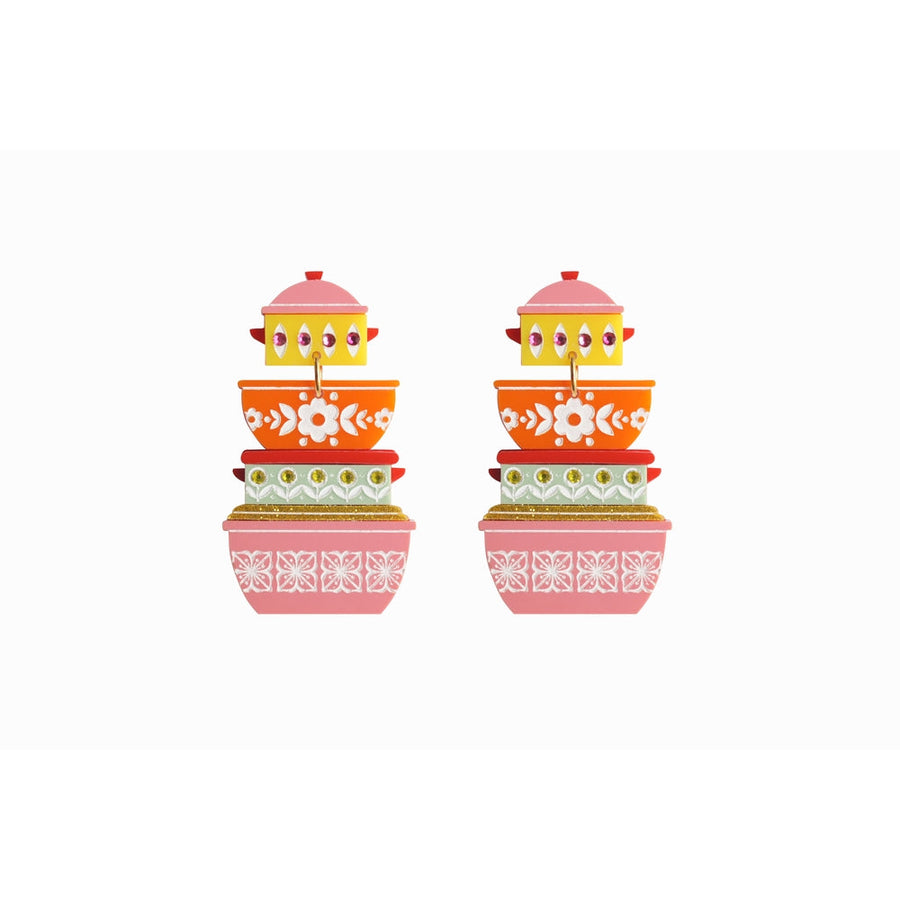 Retro Pyrex Container Earrings by Laliblue 