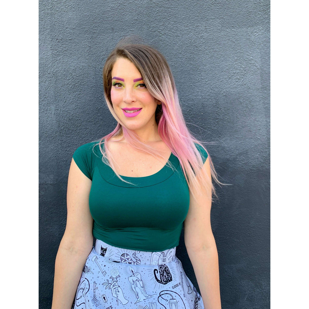 Retro Boat Neck Top in Hunter Green - Plus Sizes only