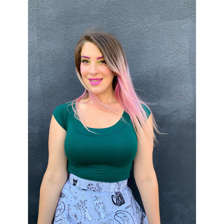Retro Boat Neck Top in Hunter Green - Plus Sizes only