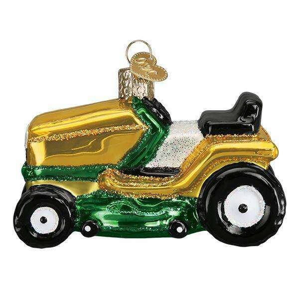 Old World Christmas Riding Lawn Mower Blown Glass Ornament