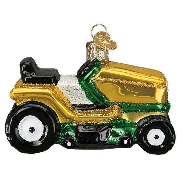 Old World Christmas Riding Lawn Mower Blown Glass Ornament