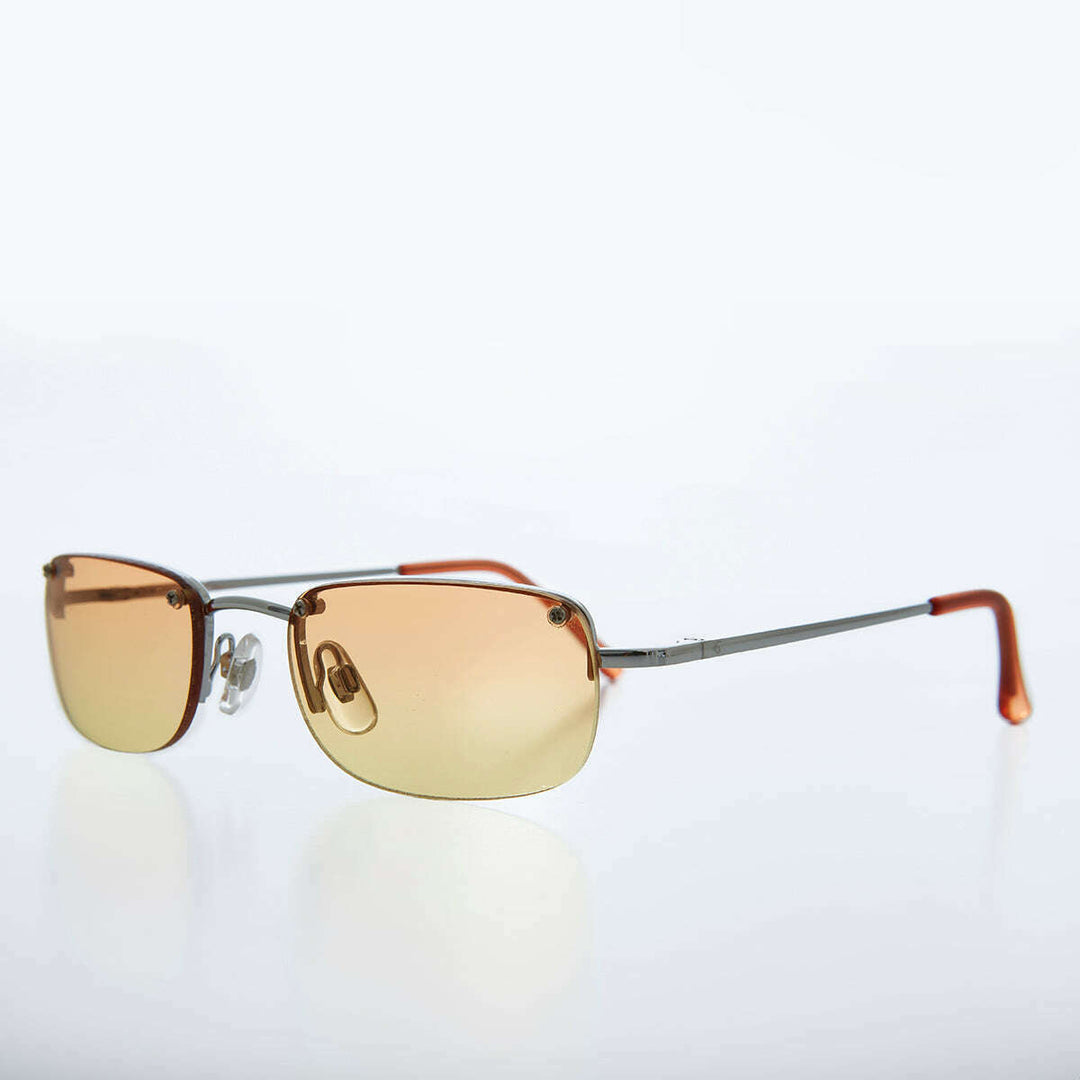 Rimless 90s Rectangle Sunglass with Two Color Lens - Rumi