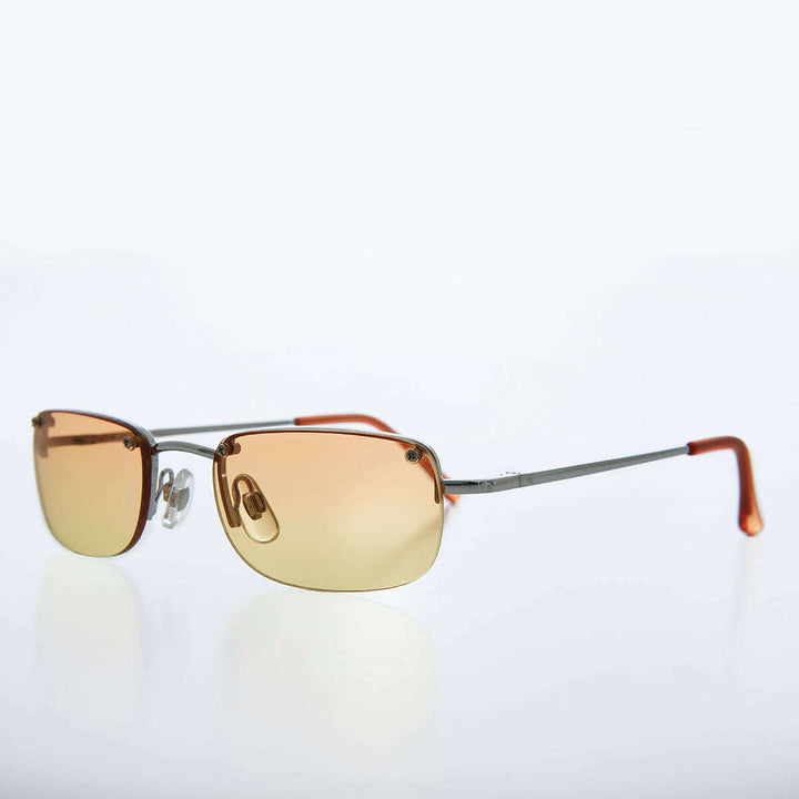 Rimless 90s Rectangle Sunglass with Two Color Lens - Rumi