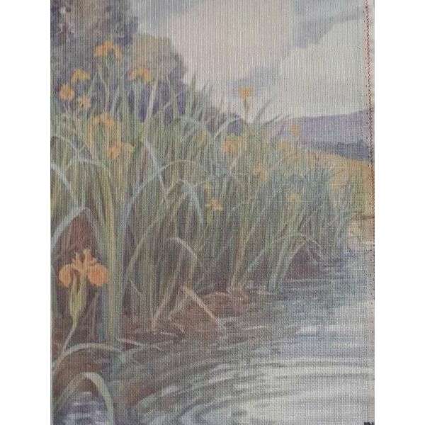 Riverside Reeds Designer Printed AIDA Fabric. Canvas for embroidery with an applied background  KF-1118A