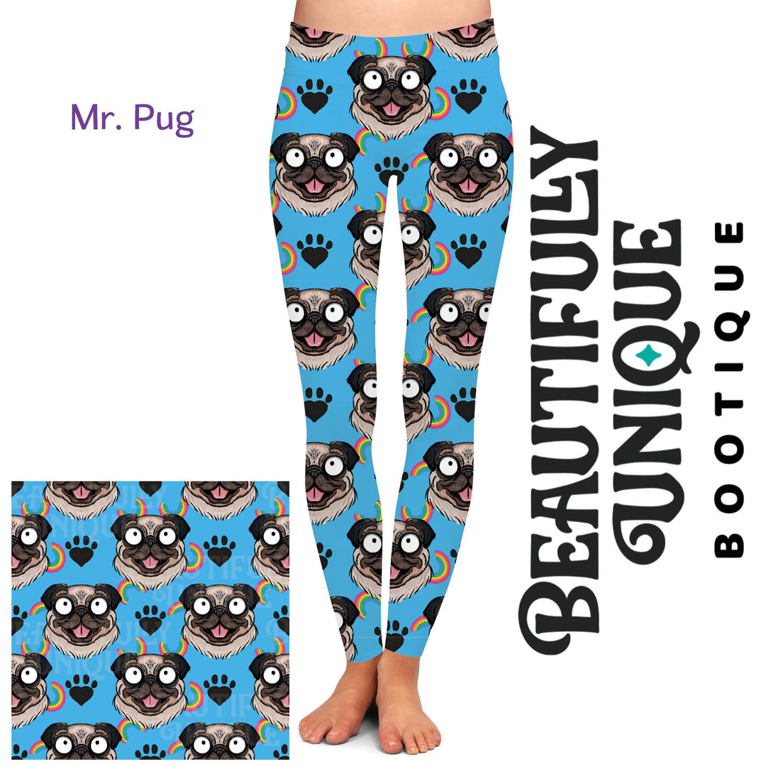 Mr. Pug Exclusive Leggings - High-quality Handcrafted Vibrant Dog Mom Canine Dogs Pugs
