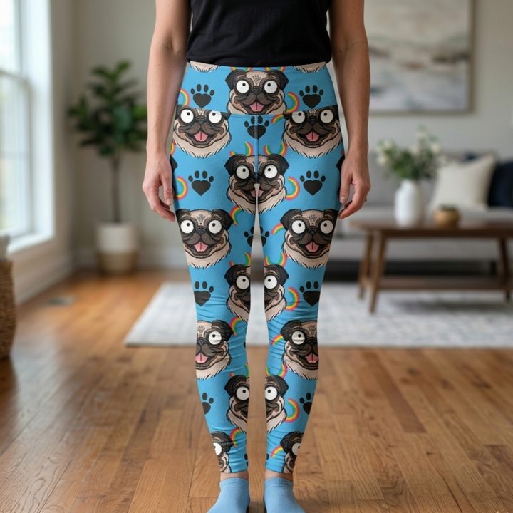 Mr. Pug Exclusive Leggings - High-quality Handcrafted Vibrant Dog Mom Canine Dogs Pugs