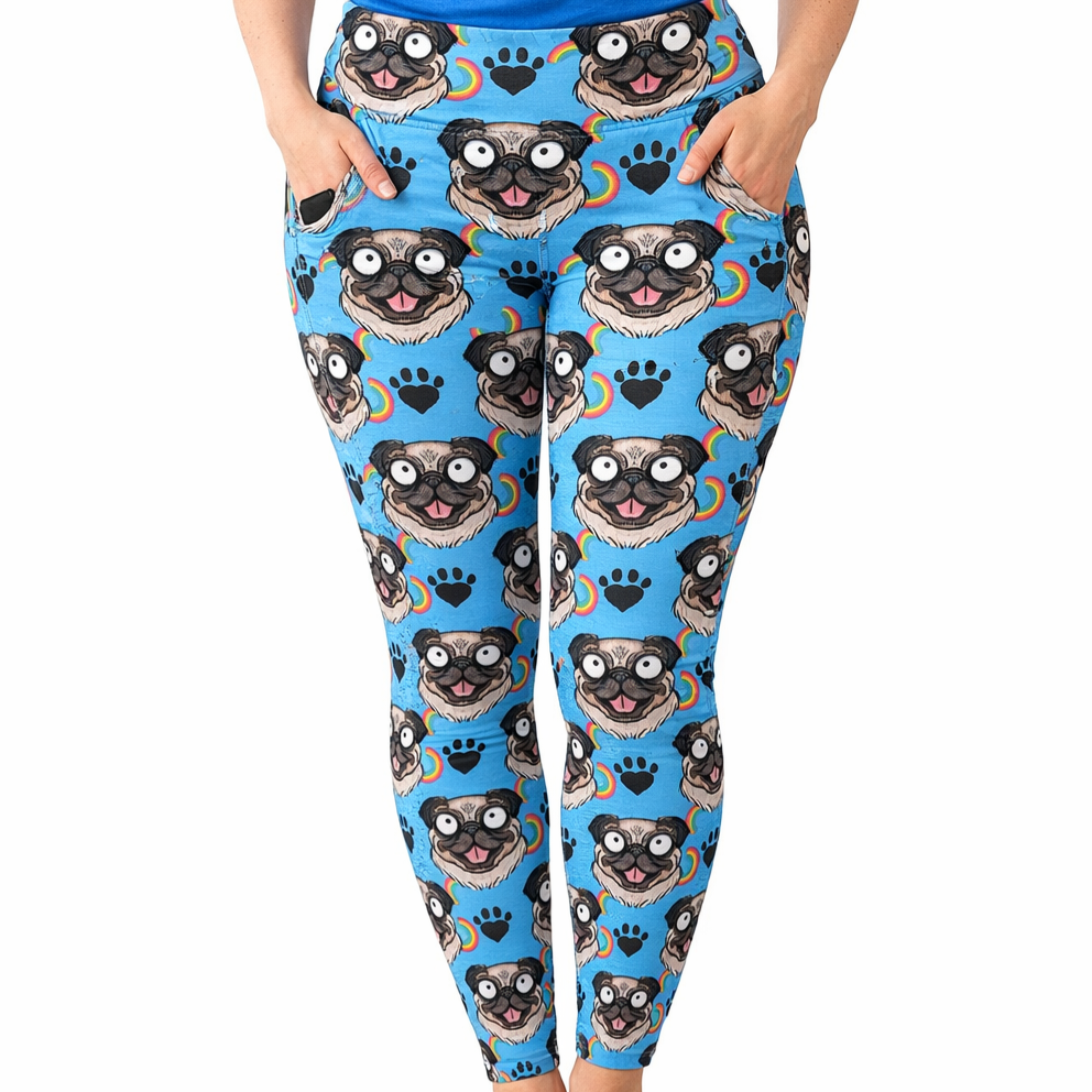 Mr. Pug Exclusive Leggings - High-quality Handcrafted Vibrant Dog Mom Canine Dogs Pugs