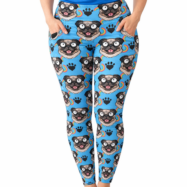 Mr. Pug Exclusive Leggings - High-quality Handcrafted Vibrant Dog Mom Canine Dogs Pugs